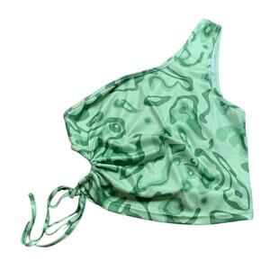 Double Crazy Swirl One Shoulder Cutout Cropped Tank Tube Top Medium